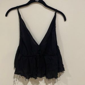 Black Flowy Plunge Brandy Melville tank